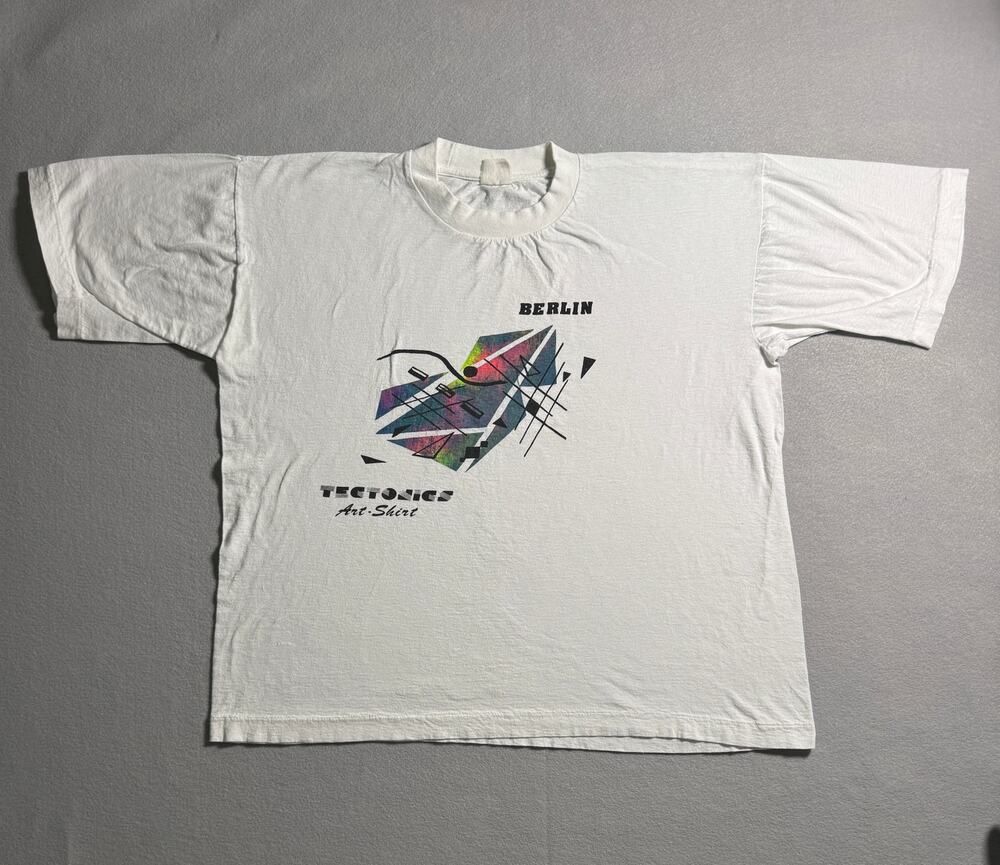 Vintage 1980s Berlin Tectonics Art Boxy Shirt 80s 90s Single Stitch Size L